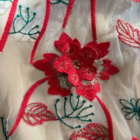 πSimgent Mesh Dress Embroidery Flower Elegant Festive Lace Dress - Picture 12 of 16